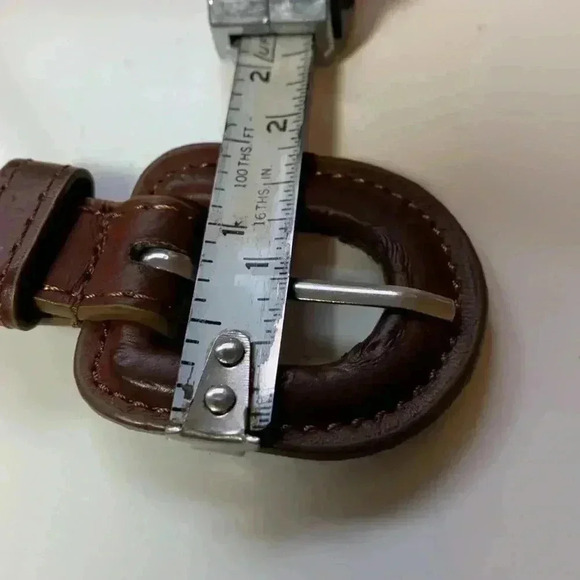 Source Unknown,brown braided leather belt with  gold stitching - Picture 8 of 9